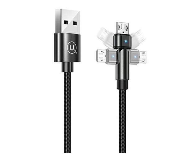 USAMS Kabel pleciony obrotowy U60 2A microUSB czarny - 1569082 - zdjęcie